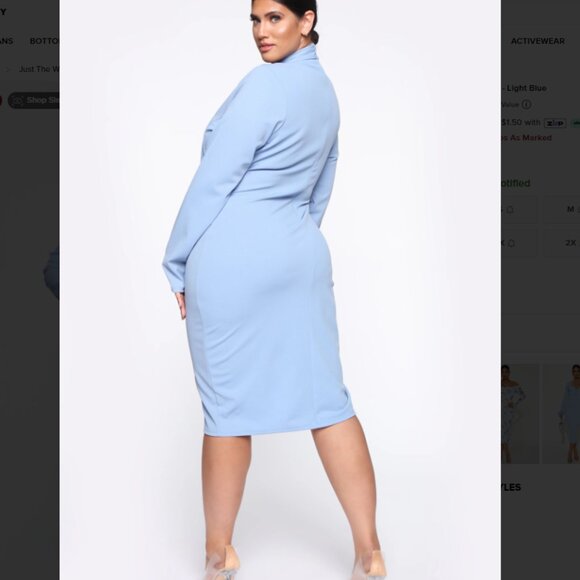 Fashion Nova Just The Way I Am Light Blue‎ Neck Tie Dress 2X NWT - Picture 4 of 5